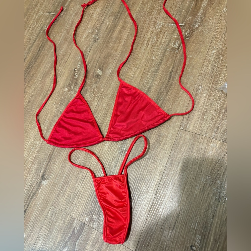 Brand New Red Triangle Thong Bikini Set